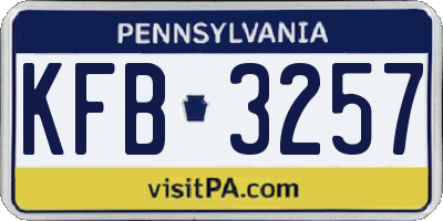 PA license plate KFB3257