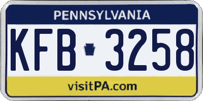 PA license plate KFB3258