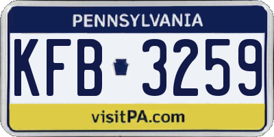 PA license plate KFB3259