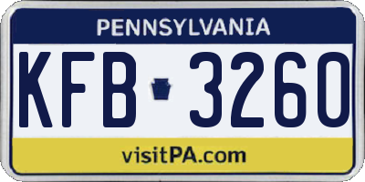 PA license plate KFB3260