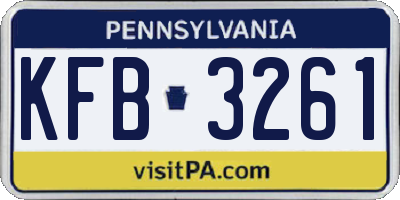 PA license plate KFB3261