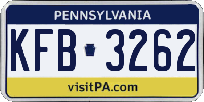 PA license plate KFB3262