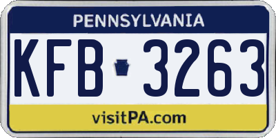 PA license plate KFB3263