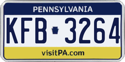 PA license plate KFB3264