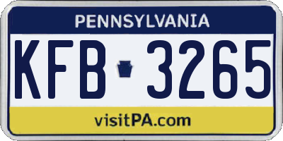 PA license plate KFB3265