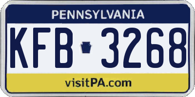 PA license plate KFB3268