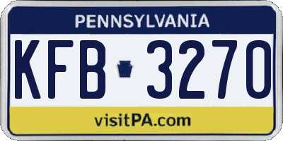 PA license plate KFB3270