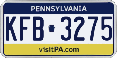 PA license plate KFB3275
