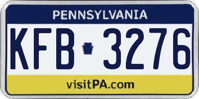 PA license plate KFB3276
