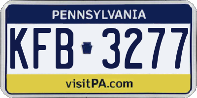 PA license plate KFB3277