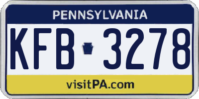 PA license plate KFB3278