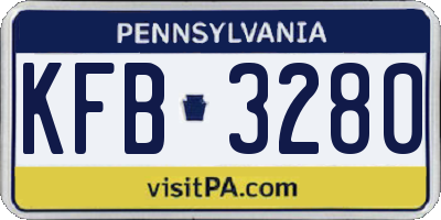 PA license plate KFB3280