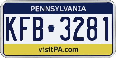 PA license plate KFB3281
