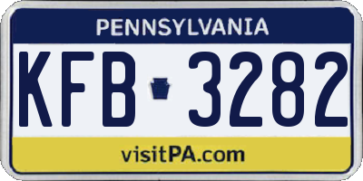 PA license plate KFB3282