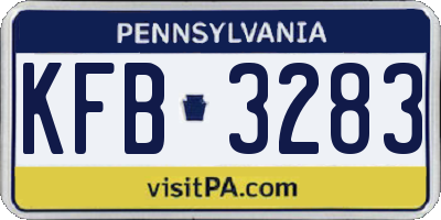 PA license plate KFB3283