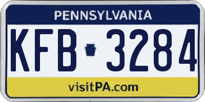 PA license plate KFB3284