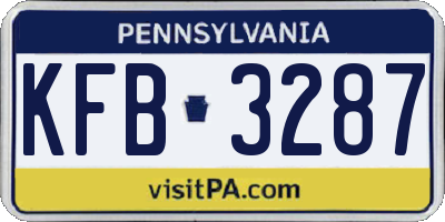 PA license plate KFB3287