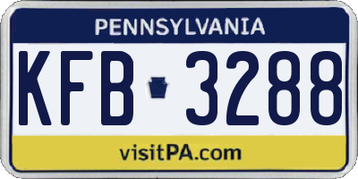 PA license plate KFB3288