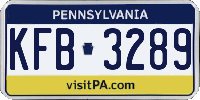 PA license plate KFB3289