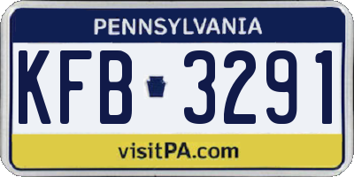 PA license plate KFB3291