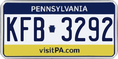 PA license plate KFB3292