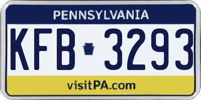 PA license plate KFB3293