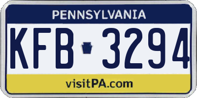PA license plate KFB3294