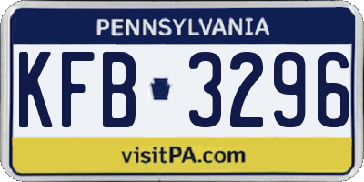 PA license plate KFB3296