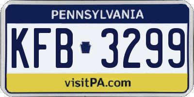 PA license plate KFB3299