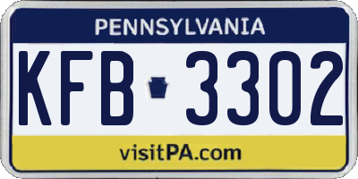 PA license plate KFB3302