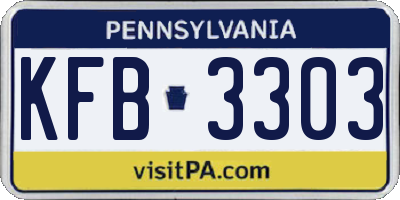 PA license plate KFB3303