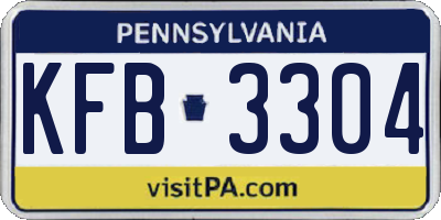 PA license plate KFB3304