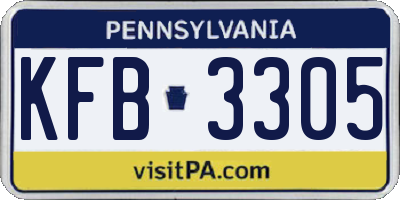 PA license plate KFB3305
