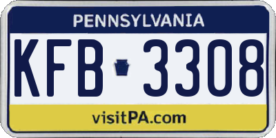 PA license plate KFB3308