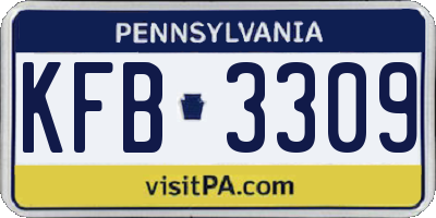 PA license plate KFB3309