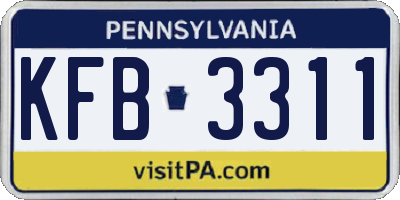 PA license plate KFB3311