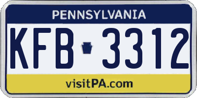 PA license plate KFB3312