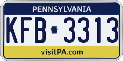 PA license plate KFB3313