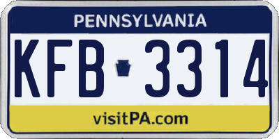 PA license plate KFB3314