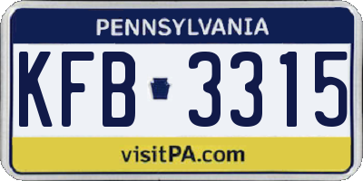 PA license plate KFB3315