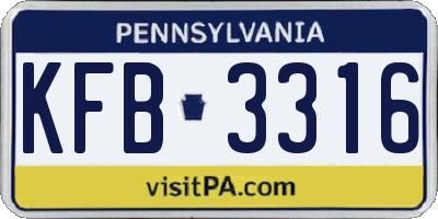 PA license plate KFB3316