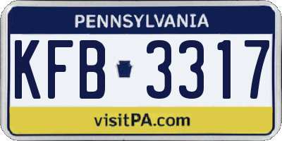 PA license plate KFB3317
