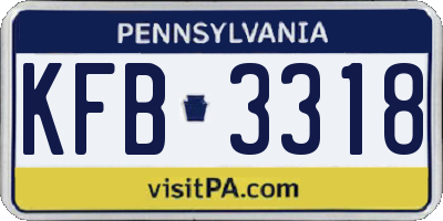 PA license plate KFB3318