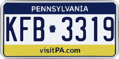 PA license plate KFB3319