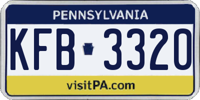 PA license plate KFB3320