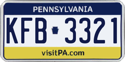 PA license plate KFB3321