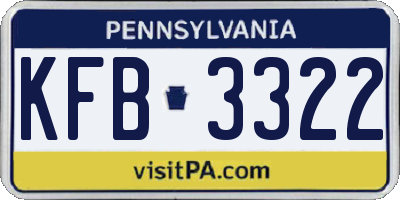 PA license plate KFB3322
