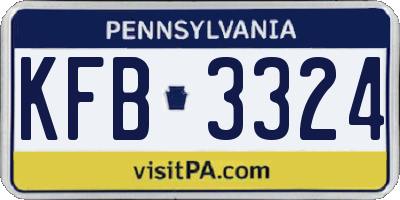 PA license plate KFB3324