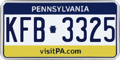 PA license plate KFB3325