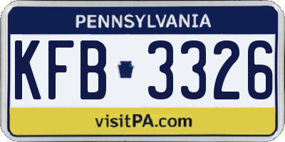 PA license plate KFB3326
